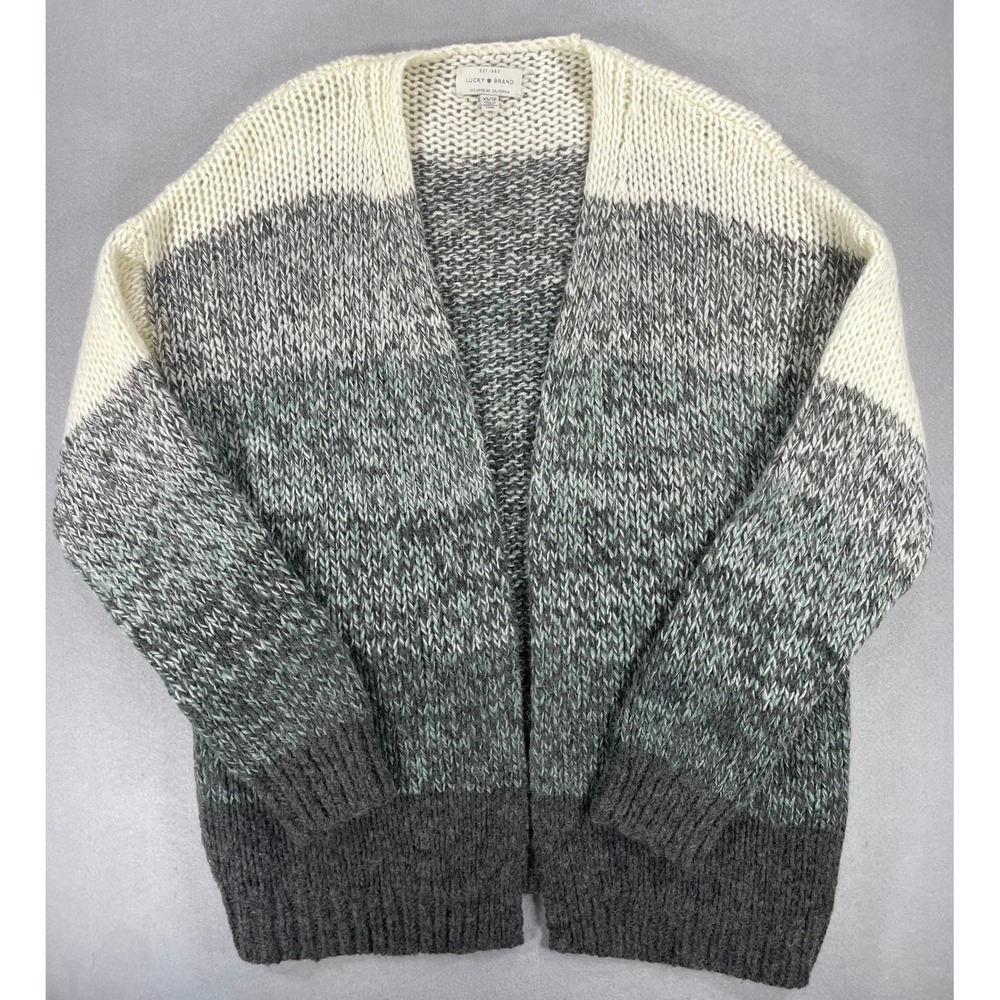 Lucky Brand Womens Cardigan Ombre Colorblock Grey Wool Blend XS 7W51845